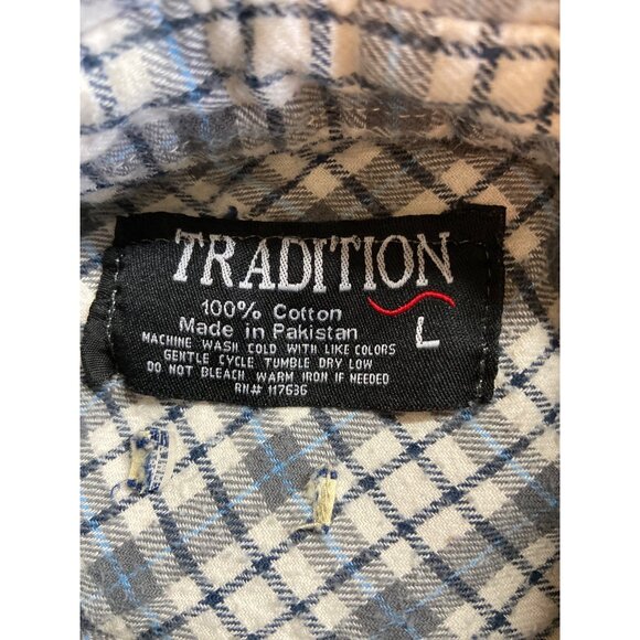 Vintage Tradition Plaid Button‑Down Shirt Large Cotton Preppy Workwear Rugged - Picture 4 of 6